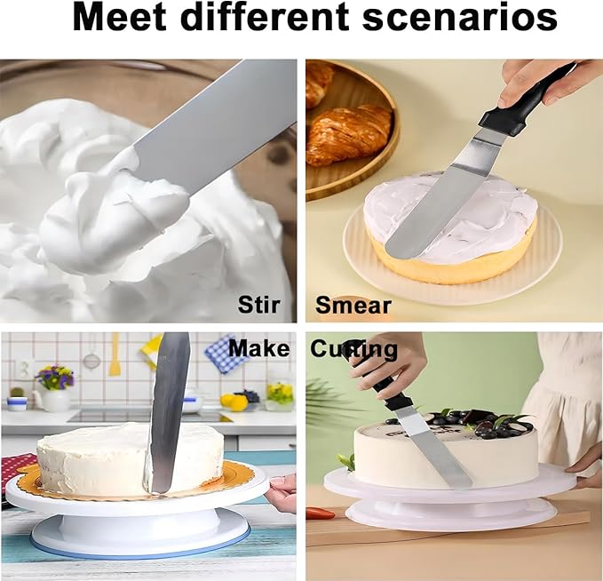 6"+8"Angled Icing Spatula, Lmoszuak Professional food grade stainless steel cake spatula,with Sturdy & Durable Handle Cake Decorating Spatula,Frosting smoother spatulas, for cake decorating,Baking