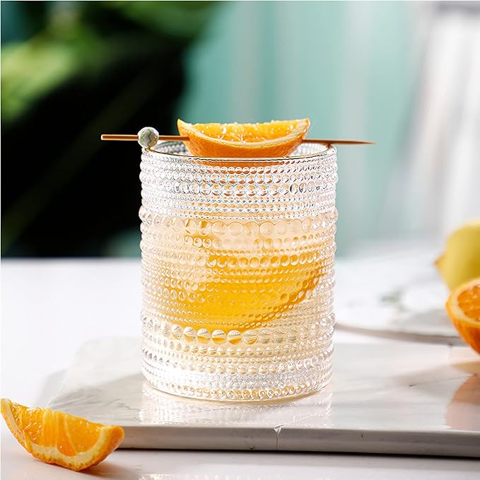 ZOOFOX Set of 6 Romantic Water Glasses, 12 oz Hobnail Glasses Tumbler, Clear Embossed Vintage Glassware Set for Beer, Cocktail, Soda, Beverages - Image 7