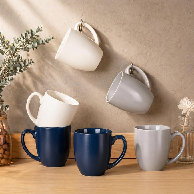AmorArc 16oz Coffee Mugs Set of 6, Large Ceramic Coffee Mugs for Man, Woman, Dad, Mom, Modern Coffee Mugs with handle for Tea/Latte/Cappuccino/Cocoa. Dishwasher&Microwave Safe, Multi-Color - Image 7