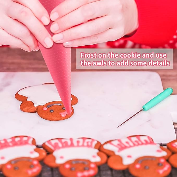 Patelai 122 Pcs Piping Bag Set with Disposable Tipless Piping Pastry Bags Ties Clips Awls Tool for Cakes Icing Scribe Cookie Decorating Supplies Christmas Halloween Decor(14 Inch,Green)