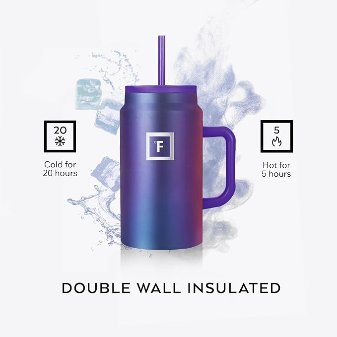 IRON °FLASK Co-Pilot Insulated Mug w/Straw & Flip Cap Lids - Cup Holder Bottle for Hot, Cold Drink - Leak-Proof - Water, Coffee Portable Travel Mug - Sage, 50 Oz | Insulated Travel Mug with Straw & Flip Cap Lids - Cup Holder Fit, Leakproof, BPA Free (S... - Image 4