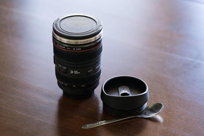 STRATA CUPS Camera Lens Coffee Mug -13.5oz | (2 LIDS + SPOON + BAG) Gift for Him, Dad Gifts, Photography, Camera accessories, Novelty Gifts - Image 8
