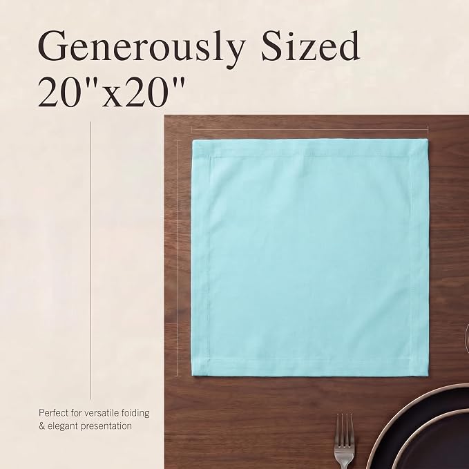 Urban Villa Cloth Napkins Cotton 20x20 (Set of 12) Aqua - Image 6