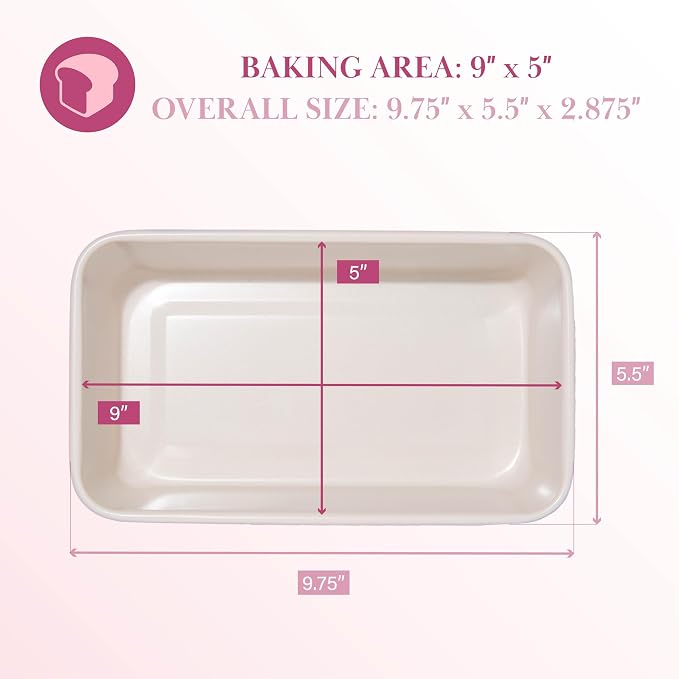 Paris Hilton Nonstick Carbon Steel Bakeware Collection, 9-Inch x 5-Inch Loaf Pan, Dishwasher Safe, Made without PFOA and PFAS, Pink Cream Two-Tone - Image 2