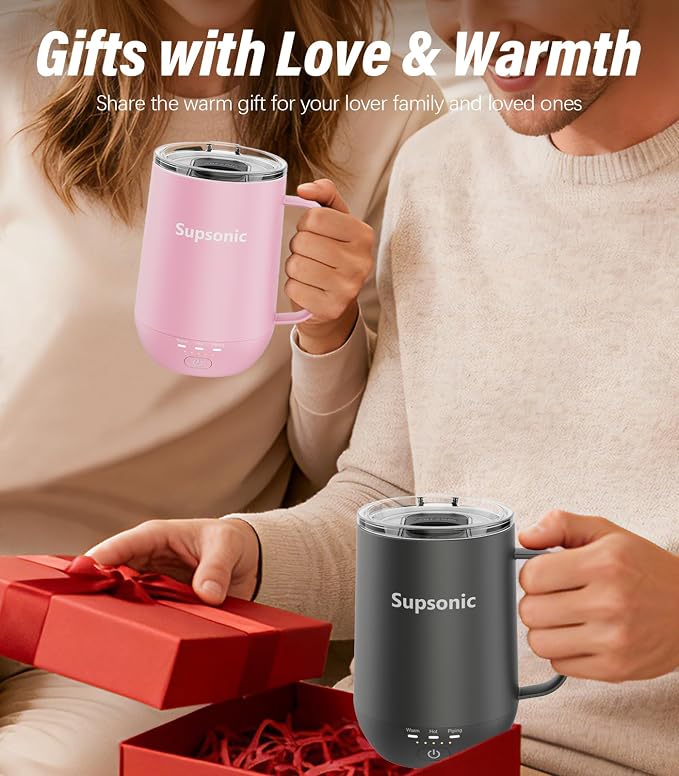 Supsonic - 16oz Self Heating Coffee Mug, Smart Heated Coffee Mug Faster Direct-Contact Heating Up to 149°F, Coffee Mug Warmer Set with Auto Shut-Off - Gifts for Men Women | S2 - Image 5