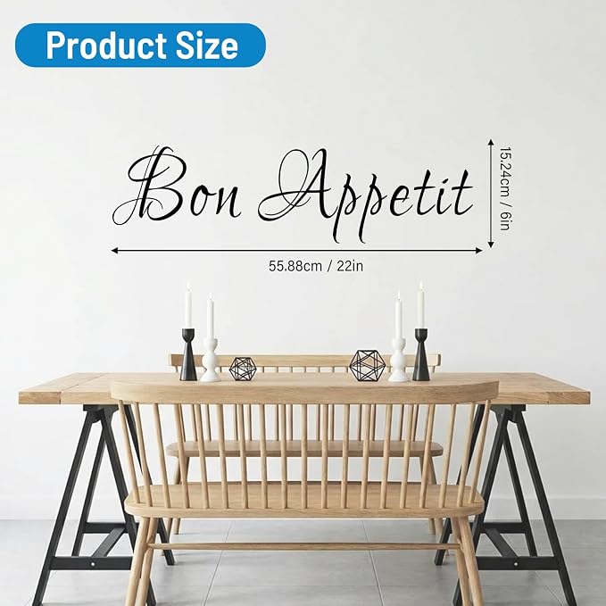 Bon Appetit Italian Vinyl Wall Decal for Dining Room Kitchen(Black,6" h x22 w) - Image 7