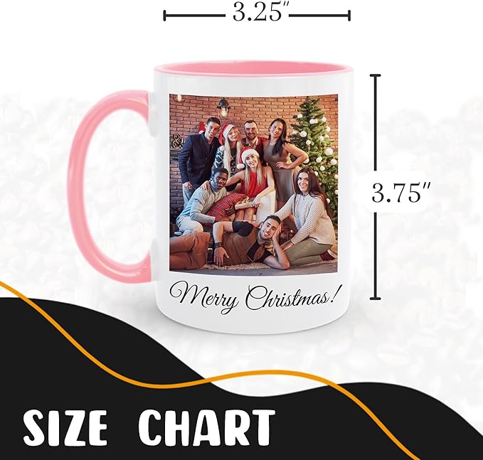 Personalized Coffee Mug, Custom Picture Text or Logo Ceramic Mug, Customized Gift for Men & Women, Taza Personalizada with Photo and Words, Customizable 11 Oz Tea Cup | White - Pink - Image 6