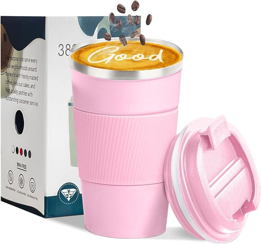 Insulated Travel Coffee Mug, Stainless Steel Coffee Cup with Leakproof Lid | Double-wall insulation keeps drinks hot or cold for hours, with a leakproof lid and portable stainless steel design by YINBAOGE