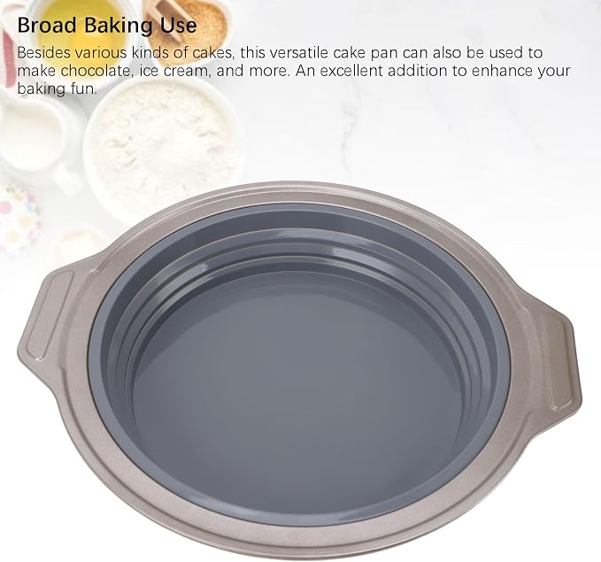 Cake Baking Pan, Silicone Cake Pan Foldable Press Type Quick Release Round Baking Pan for Layer Cake Cheese Cake Chiffon Cake (Gray) - Image 9