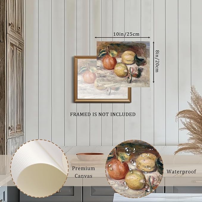 XOCUUI Unframed Canvas Wall Art Vintage Aesthetic Room Decor, Harvest Apples Still Life Oil Painting Artwork Abstract Wall Pictures Prints, Farmhouse Fruit Shelf Decor Bedroom Kitchen 8x10in - Image 2