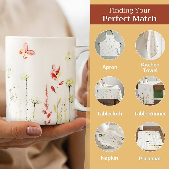 Maison d' Hermine Coffee Mug with Handles Tea Cups (15 Ounce, Pack of 1) | Fine Bone China Coffee Mugs for Hot Beverages Cappuccino Latte Home Restaurant Hotel Spring Summer -Botanical Fresh - Meadow - Image 6