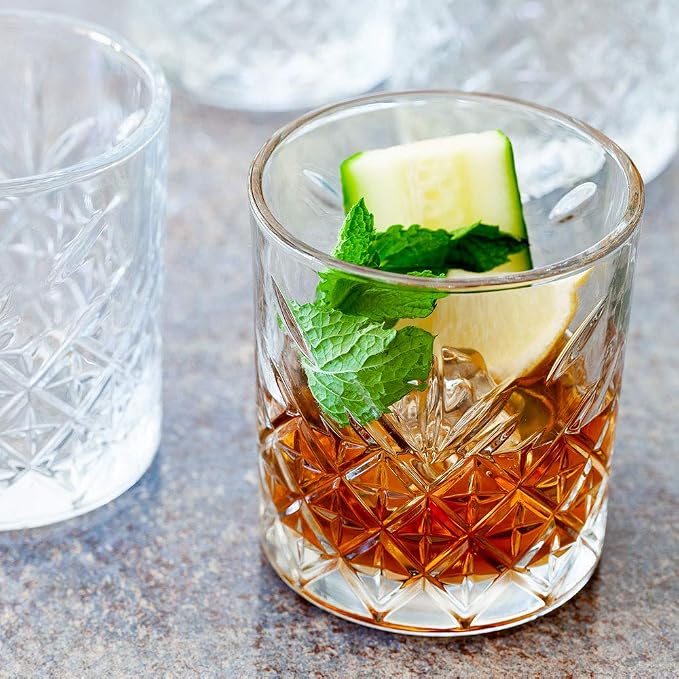 Restaurantware Timeless 12 Ounce Old Fashioned Glasses Set of 12 Etched Whiskey Glasses - Dishwasher-Safe Chip-Resistant Clear Glass Old Fashioned Glassware Lead-Free For Cocktails Or Beverages - Image 3