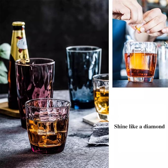 drinking glassware Colored Diamond Embossed Drinking Glasses(Blue,Large) - Image 3