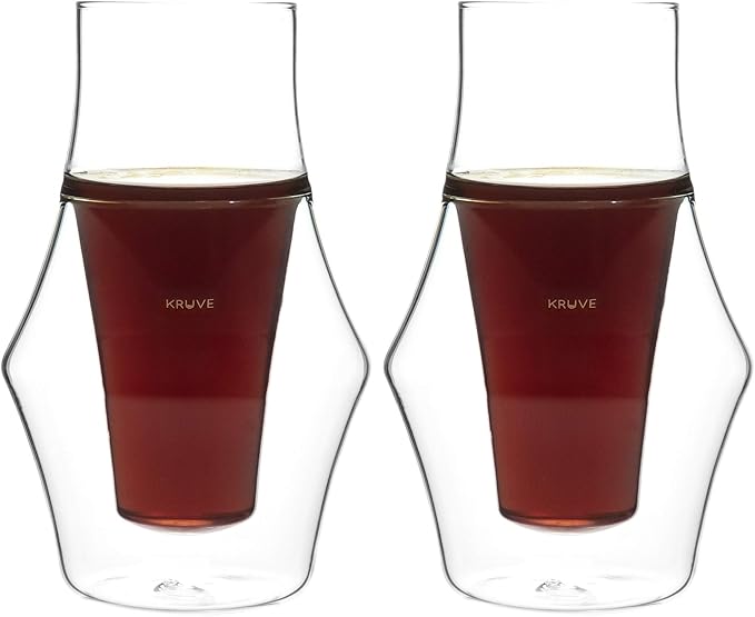 KRUVE EQ Inspire 150ml Handmade Double Wall Coffee Cups, Espresso Cups, and Glass Cups Set of 2 - Heat-Resistant Borosilicate Coffee Mugs, Perfect for Enhancing Aroma and Flavor, Dishwasher Safe