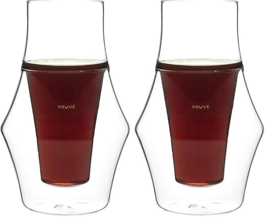 KRUVE EQ Inspire 150ml Handmade Double Wall Coffee Cups, Espresso Cups, and Glass Cups Set of 2 - Heat-Resistant Borosilicate Coffee Mugs, Perfect for Enhancing Aroma and Flavor, Dishwasher Safe