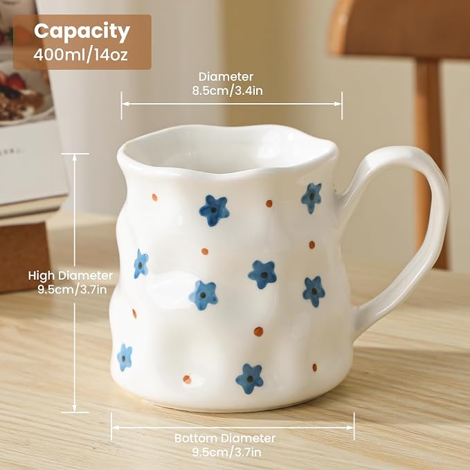 Ceramic Coffee Mug For Women,14 oz Cute Mug,Creative Star Large Tea Cup,Ceramic Mug,Hand-Painted Coffee Cup - Image 3