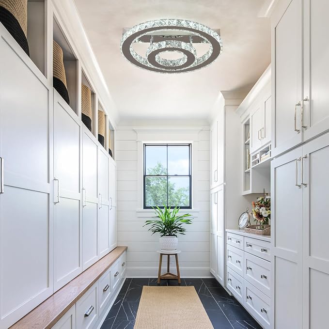 Crystal LED Ceiling Light Chandelier, Modern Semi Flush Mount Lighting Fixture Ceiling Lamp for Living Room, Dining Room, Bedroom, Kitchen Island, Entryway - Image 9