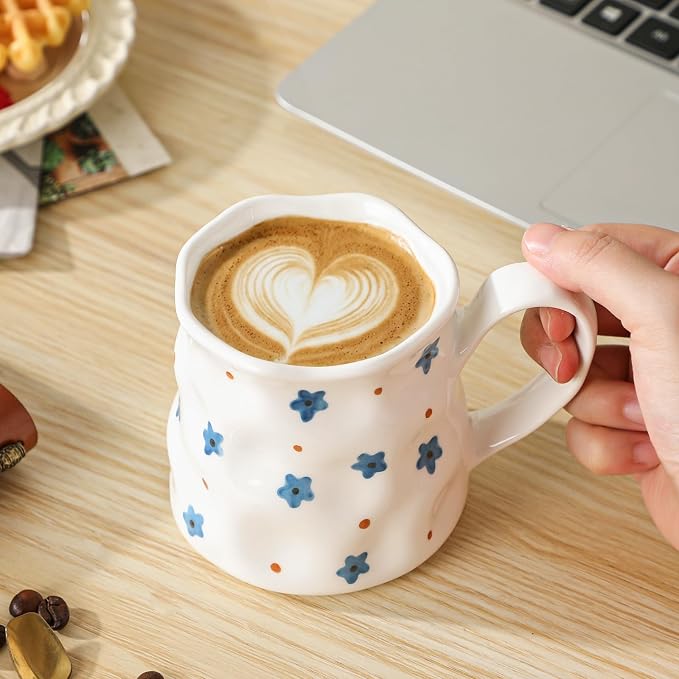 Ceramic Coffee Mug For Women,14 oz Cute Mug,Creative Star Large Tea Cup,Ceramic Mug,Hand-Painted Coffee Cup - Image 5