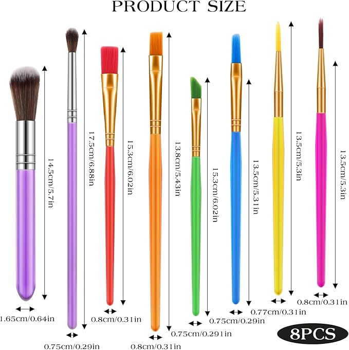 8 Pieces Cake Decorating Brushes Tools Set Cake Baking Brush Food Paint Brush Fondant Gum Paste Sugar Cookie Decorating Tools Kit for DIY Cake Sugar Cookie Fondant