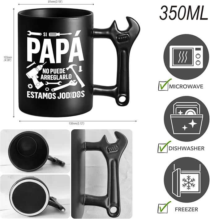 LOZACHE Funny Coffee Mug with Wrench Handle for Men, Novelty Fathers Day Dad Christmas Birthday Gifts for Grandpa Uncle Husband Brother Mechanic - Image 2
