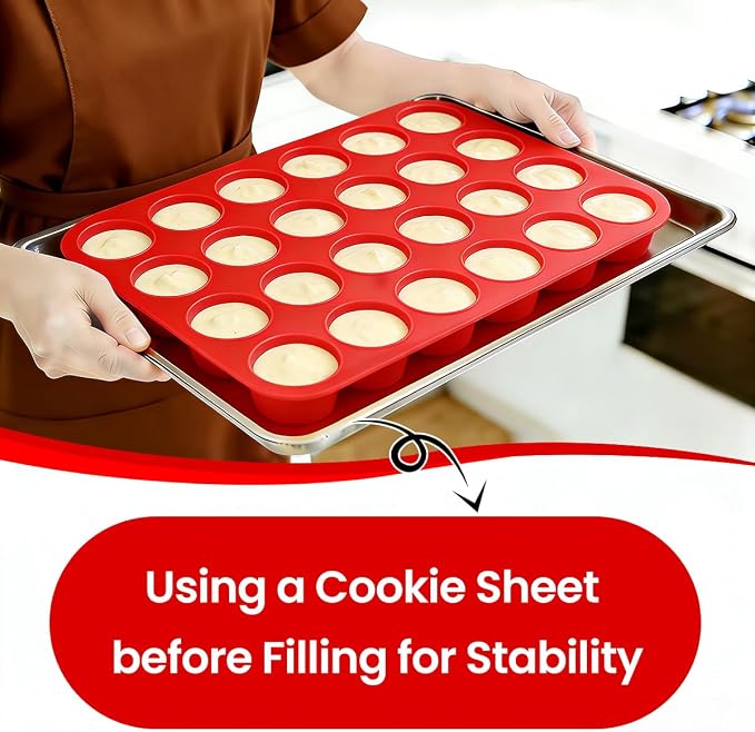 CAKETIME Silicone Mini Muffin Pan 3 Pack 24 Cups Nonstick Mini Cupcake Pan for Baking Muffins Cupcakes Egg Bites Fat Bombs - Image 2