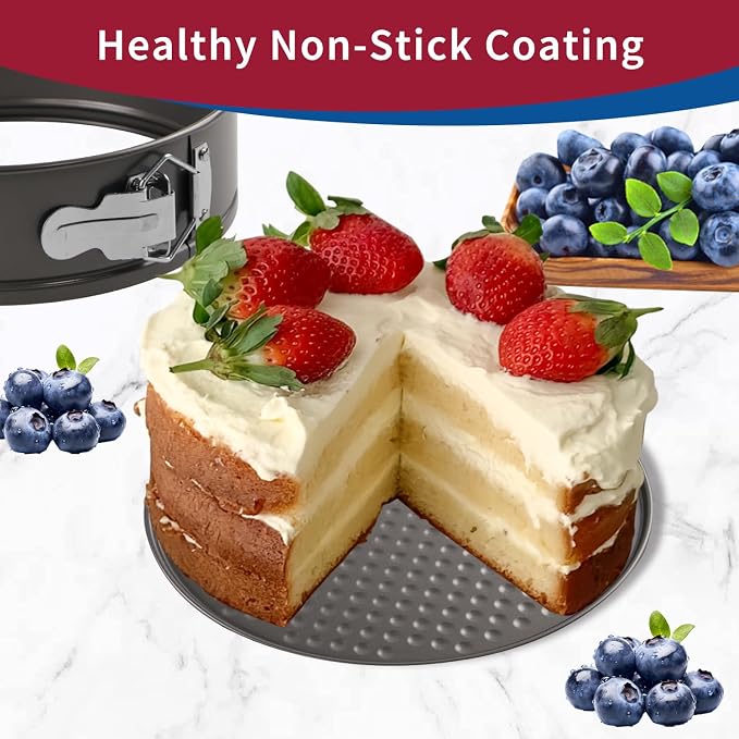 Springform Pan Set, 4" 7" 9" Nonstick Cheesecake Pan, Round Cake Pans, Leakproof Cake Tins with Removable Bottom, Springform Cake Pans Baking Pans - Image 5