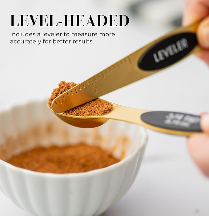 Styled Settings Magnetic Measuring Spoons Set, Gold | Stainless Steel Gold Measuring Spoons for Cooking and Baking - Cute and Durable Gold Kitchen Accessories - Great for Gifting - Image 5