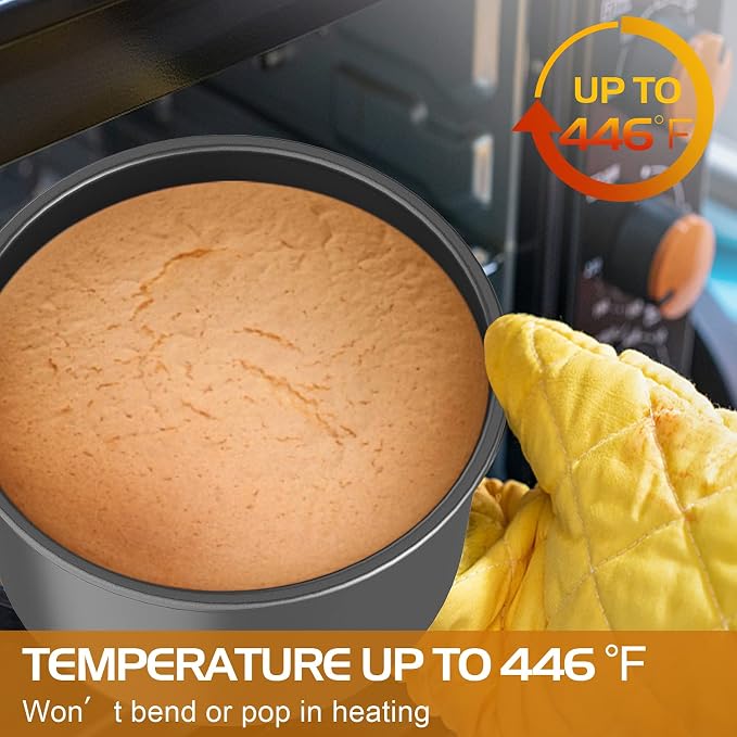 CHEFMADE Round Cake Pan, 6-Inch Chiffon Pan with Removable Loose Bottom | Non-stick carbon steel round baking pan, oven & Instant Pot. Ideal for chiffon, angel food, and sponge cakes (Black) - Image 3