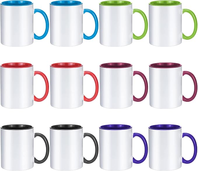 TANGLONG 12PCS Sublimation Mugs-6 Assorted Colors 11oz ceramic cup for gift | Heat Sensitive Coffee Mugs,Tazas Magicas Para Sublimacion Set,Color Changing,homemade gifts,summer, casual, beach, party by TANGLONG