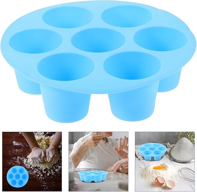 Silicone Muffin Cake Baking Cups Non-stick Tray Mold for Air Fryer High Temperature Resistant Blue Small