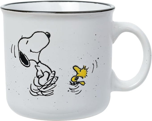 Silver Buffalo Peanuts Snoopy Wax Resist, Ceramic Camper Mug, 20oz | 0.59 Liters by SilverBuffalo