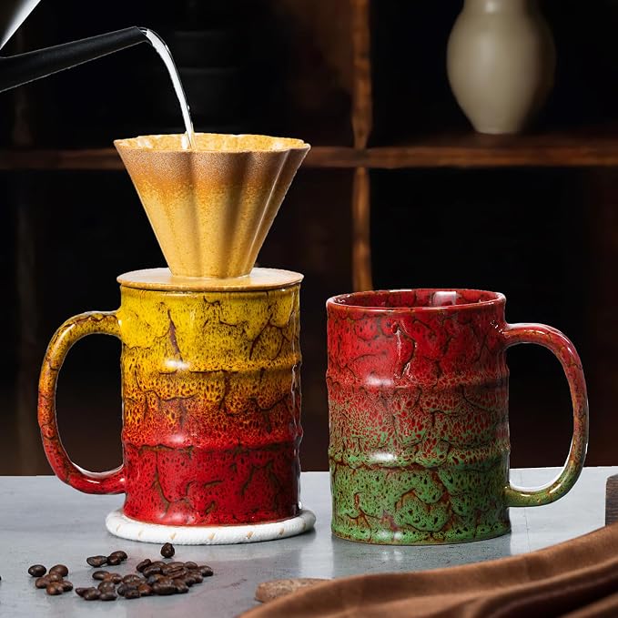 Coffee Mug,20 Oz Coffee Cups Ceramic Tea Cup Large Coffee Mug for Office and Home - Dishwasher and Microwave Safe Novelty Coffee Mug(1,Brown and Yellow) - Image 7