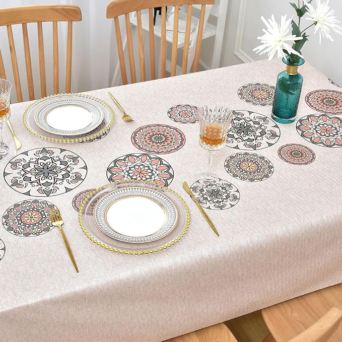 Wipeable Waterproof Tablecloth Vinyl Tablecloths for Rectangle Tables Heavy Duty PVC Tablecloth for Kitchen Dining Table(Flowers-2, 54'' x 54'') - Image 5
