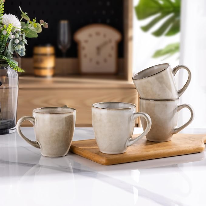 GBhome Ceramic Coffee Mugs Set of 6, 12oz Stoneware Coffee Mugs Set For Dad Mom Women MEN, Light Weight Coffee Cups for Latte/Tea/Beer/Hot Cocoa, Dishwasher & Microwave Safe,Cappuccino - Image 7