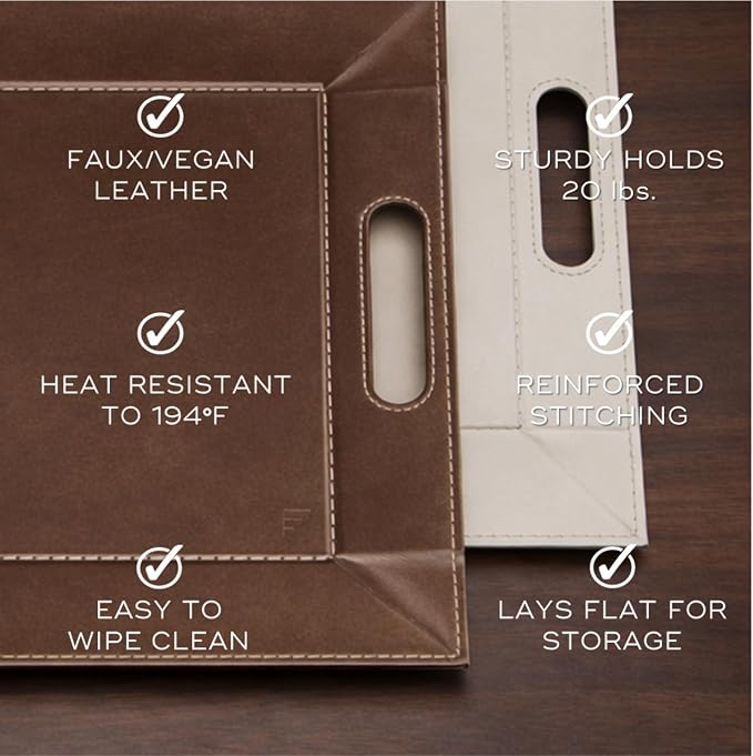 2-in-1 Serving Tray & Placemat | Faux Leather & Reversible | Lays Flat as a Placemat or Folds into an Ottoman Food Tray, Easy to Clean - Image 6