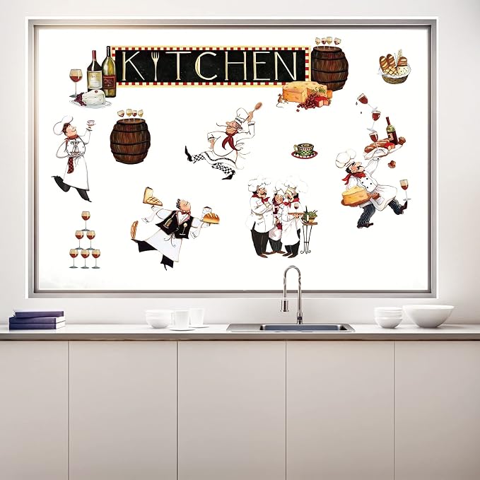 decalmile Chef Kitchen Wine Cake Cooking Dining Room Wall Decals Stickers - Image 2