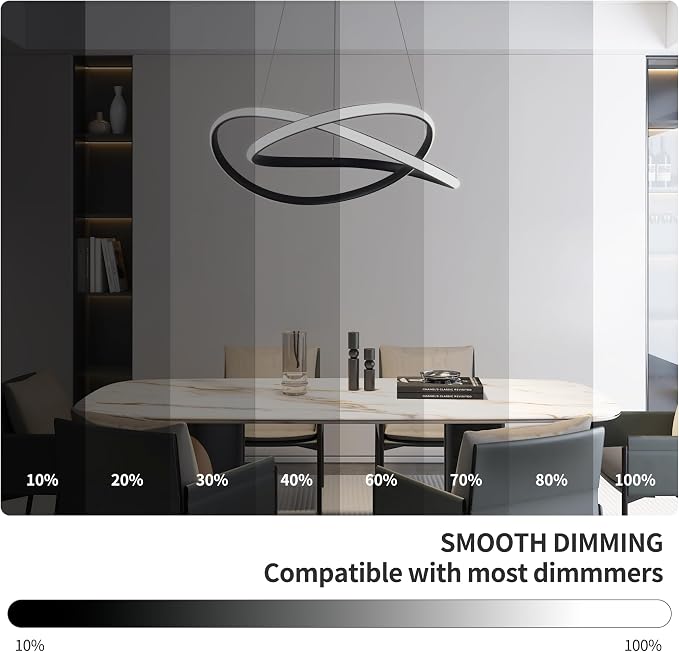 Modern LED Chandelier for Dining Room Pendant Light Fixture 40W | 5CCT/2700K-5000K,Dimmable,For Bedroom,Living Room,Dining Room,Kitchen,Kids Nursery,Home Office - Image 3