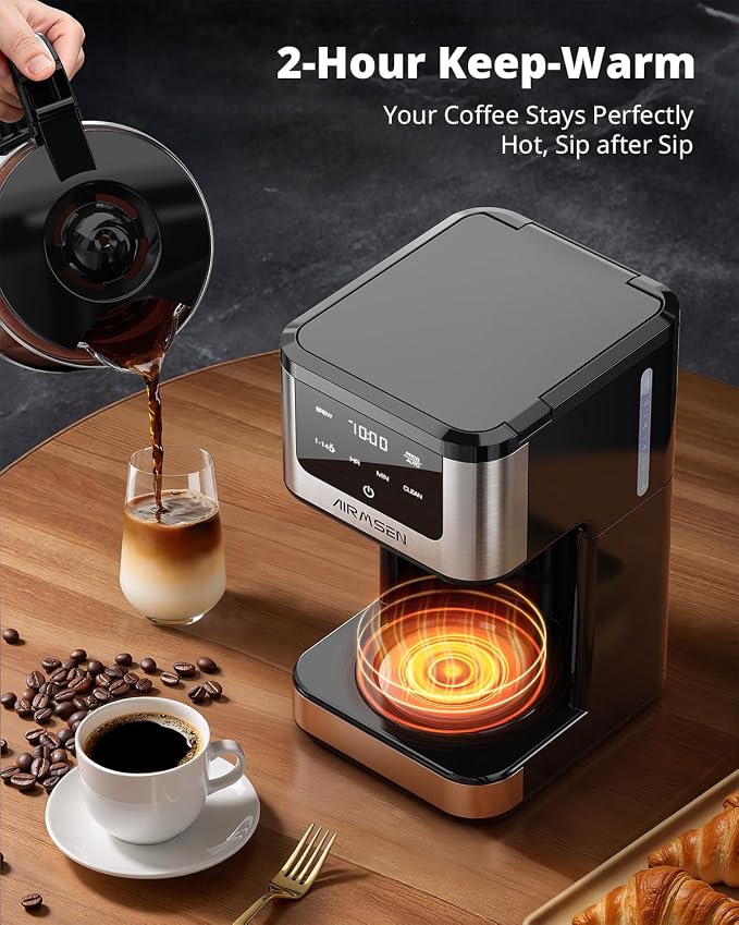 AIRMSEN 14-Cup Programmable Drip Coffee Maker | 1000W Fast Brew, 24H Timer, 2-Hour Keep Warm, 4/6/8/10/14-Cup Selection, 73oz Tank & Glass Carafe for Home Office - Image 6