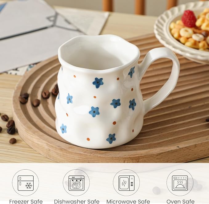 Ceramic Coffee Mug For Women,14 oz Cute Mug,Creative Star Large Tea Cup,Ceramic Mug,Hand-Painted Coffee Cup - Image 4