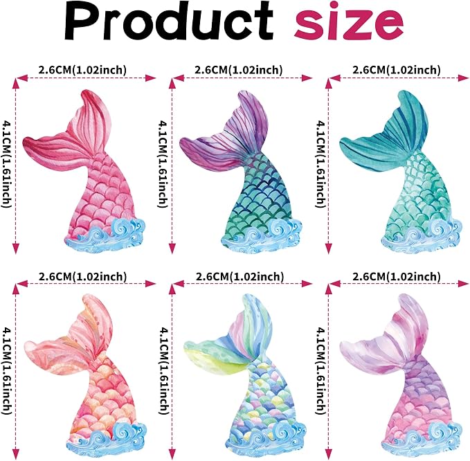 48Pcs Edible Mermaid Tail Cupcake Toppers Wafer Paper Mermaid theme Birthday Party Baby Showers Party Decoration - Image 6
