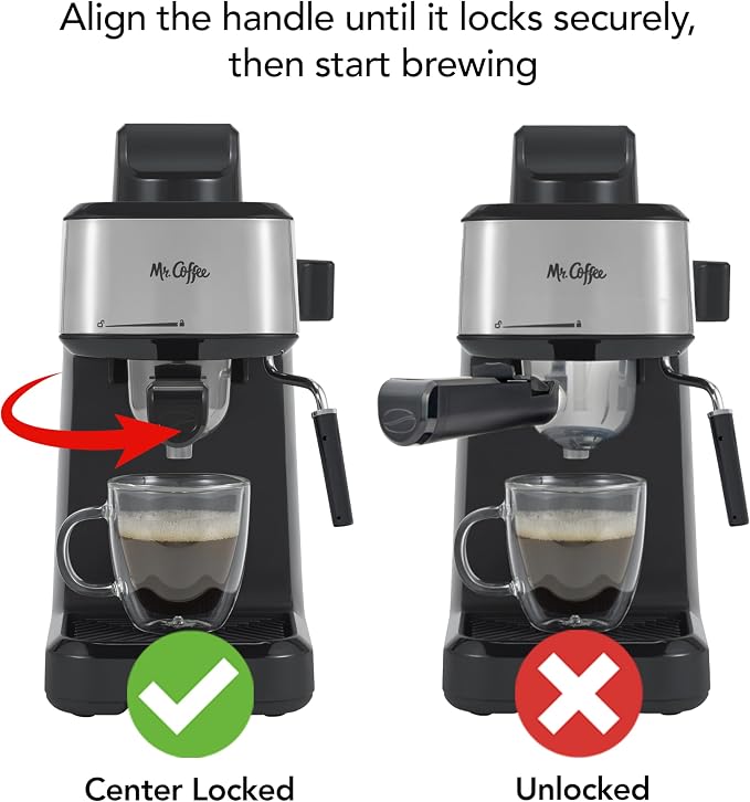Mr. Coffee 4-Shot Steam Espresso Cappuccino and Latte Maker with Stainless Steel Frothing Pitcher - Image 7