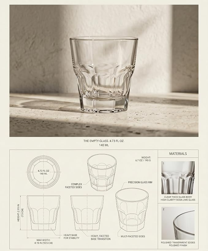 Necessia Cortado Glasses 4.5oz – Set of 2, Durable Heat Treated Heavy Base Fully Tempered Glassware, Elegant Espresso Macchiato & Whiskey Tumblers, Small Tasting Drinkware Gift - Image 5