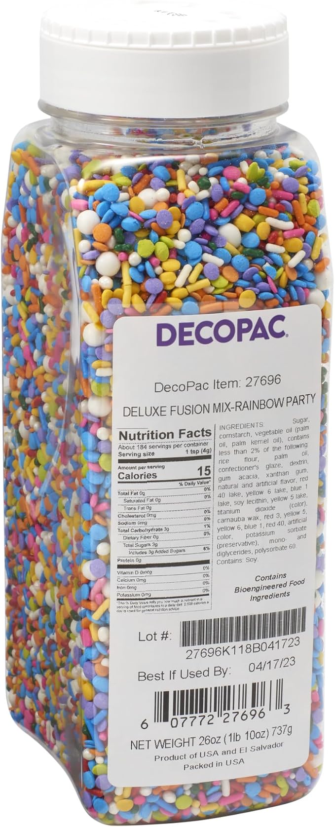 DecoPac Rainbow Party Fusion Mix Sprinkles, 26oz, Shaped Candy Sprinkles in Handheld Container, Magical Edible Decorations For Celebration Cakes, Cupcakes, Cookies and Donuts by Decopac