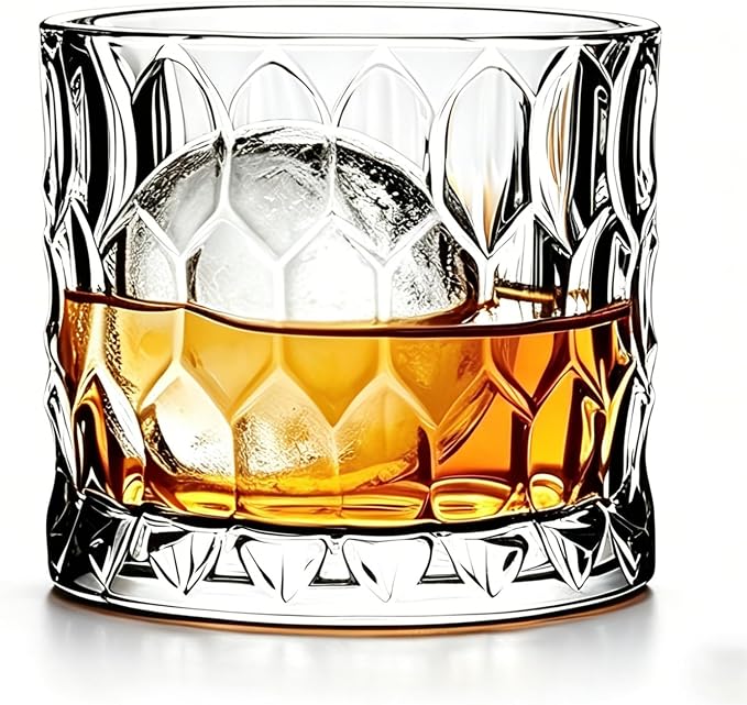 Large Whiskey Glasses 17 oz, Gifts for Men Large Crystal Old Fashioned Tumblers with Heavy Base, Unique Diamond Pattern Glassware Set for Bourbon Scotch Drinks, 500ml 1-Pcs by ABINSRAN
