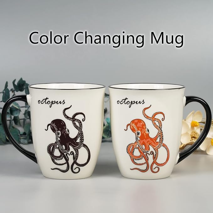 Ceramicfor Octopus Heat Changing Coffee Mug Cool Color Changing Mug Christmas Birthday Gifts for Men Women - Image 4