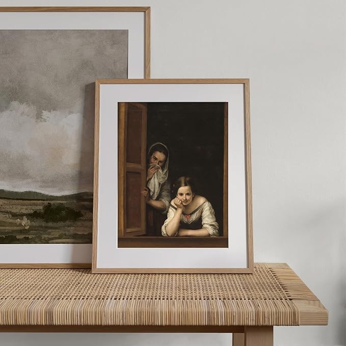 XOCUUI Oil Painting Vintage Poster of Girl on The Windowsill and Woman Portrait in Window Victorian | 8x10 Antique Print | Unframed Wall Art | Old Style Gift | Rustic Home Office Decor - Image 3