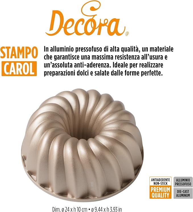 Decora 0080114 Carol Non-Stick Mould Diameter 24 x 10 h cm, Die-Cast Aluminium, for Making Sweet and Savoury Preparations - Image 2