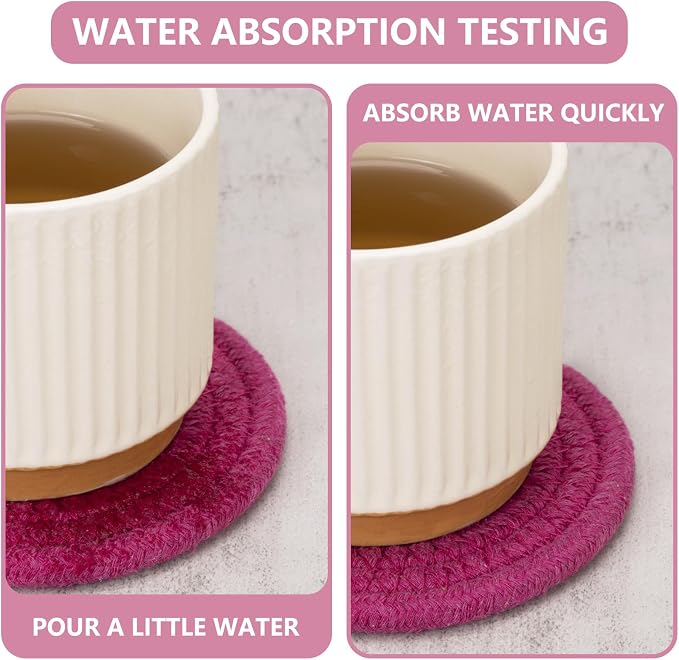 Coasters for Drinks Absorbent, Coasters Set of 4 - Color, 8 Pack Pink Coaster for Desk, House Essentials for New Home, Kitchen and Dining Coffee Table Decor, Modern Home Decor - Image 4
