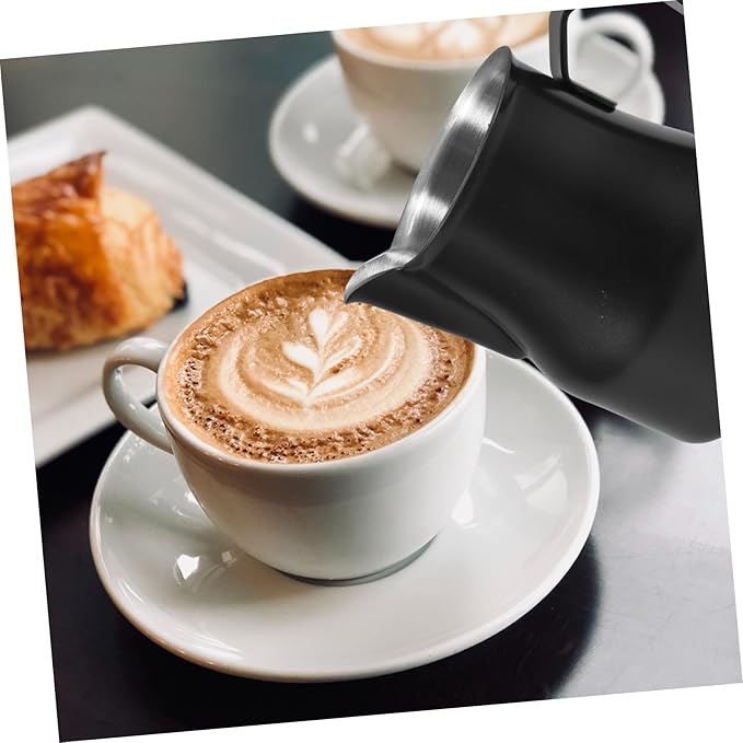 Stainless Steel Milk Frother Pitcher Thickened Metal Milk Frothing Cup with Precision Spout for Espresso Machine Accessories Coffee Bar Tool for Latte Art and Steaming