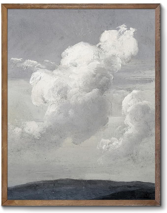 XOCUUI Vintage Unframed Canvas Wall Art, Blue Sky Cloud Oil Painting Wall Art for Living Room, Vintage Antique Retro Bathroom Bedroom Kitchen Office Decor Prints (8x10 Inch) by XOCUUI
